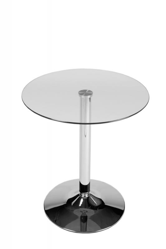 tavolino dappoggio moderno da salotto Vetro Chiaro CLP Tavolo in vetro rotondo diametro 60 cm tavolo da bar con piedistallo in metallo cromato altezza 70 cm piano del tavolino in vetro di sicurezza