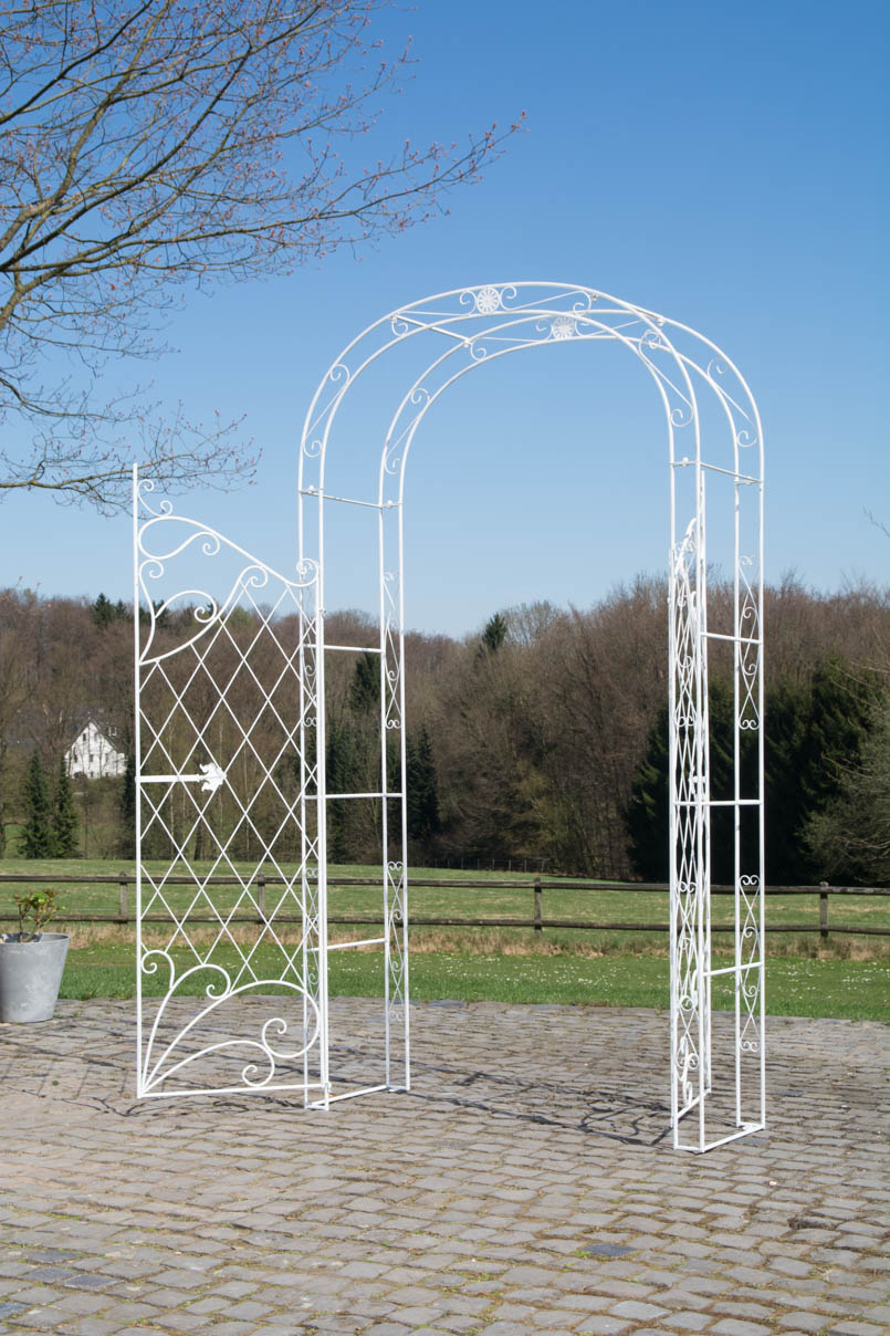 Rosenbogen mit Tor MELISSA Metall Gartentor Rankhilfe Spalier Pergola