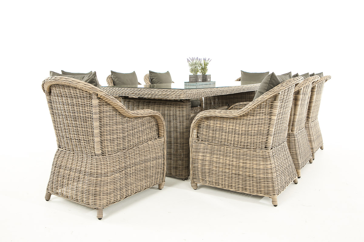 Polyrattan Garten Sitzgruppe LAVELLO XL natura Essgruppe Garnitur 8