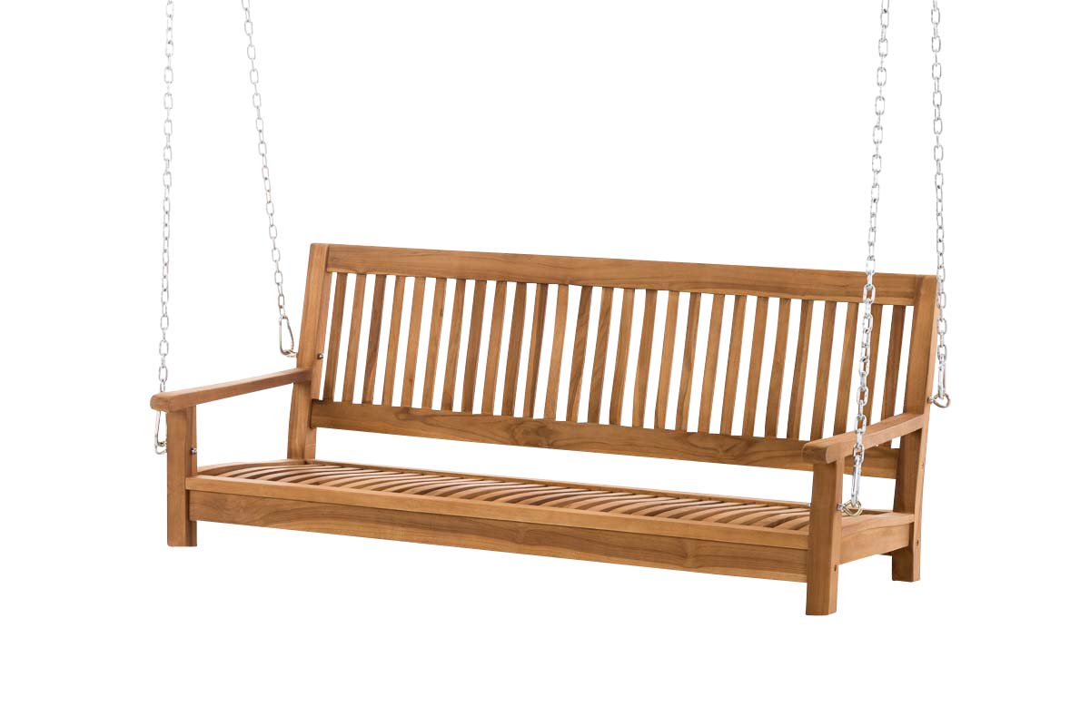 Teakholz Schaukelbank mit Ketten Hängebank Gartenschaukel